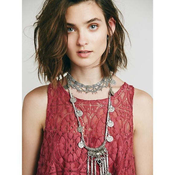 FREE PEOPLE Rose Wallflower Lace Tent Dress sz M - Picture 5 of 8